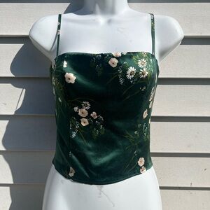 Reformation Dark Green Floral Camisole